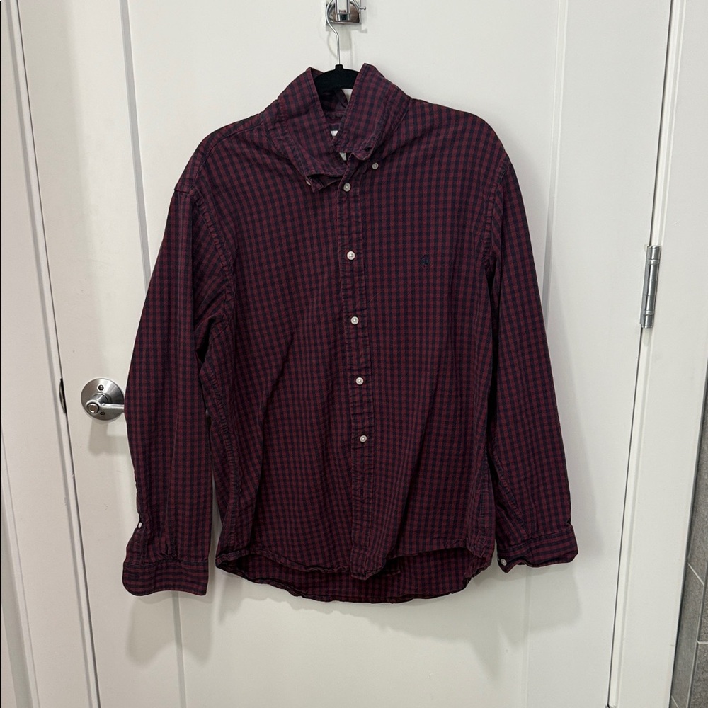 Men's Burgundy Checkered Shirt